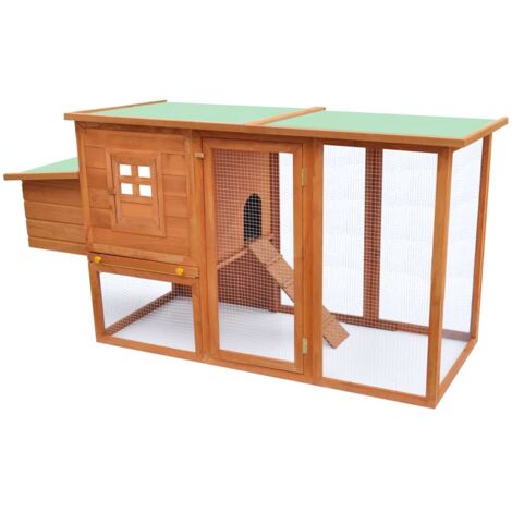 Vidaxl – Poulailler enclos extérieur pour 4 poules – Bois de pin avec toit imperméable – Rampe d'accès et nettoyage facile – Dimensions 192x75x103cm (1/10)
