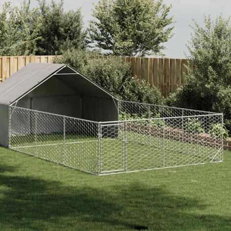 Niche d'extérieur pour chien enclos 7x3x1,9 m acier galvanisé vidaXL