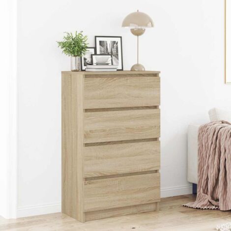 Vidaxl – Buffet chêne sonoma 60x35x98,5 cm – Bois d'ingénierie – 4 tiroirs – Résistant à l'humidité – Grand espace de rangement (1/10)