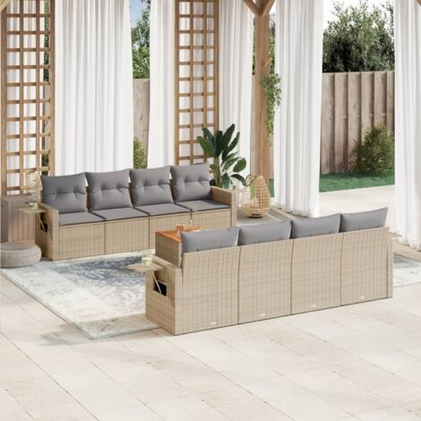 Salon de jardin avec coussins 9pcs mélange beige résine tressée vidaXL (1/3)