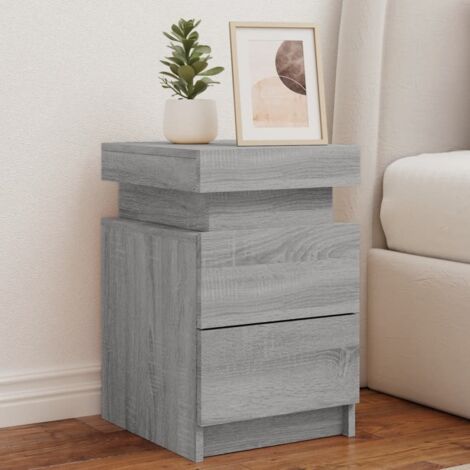 Vidaxl – Tables de chevet sonoma gris avec lumières LED – 2 pièces – Dimensions 35x39x55cm – Bois d'ingénierie – Assemblage requis