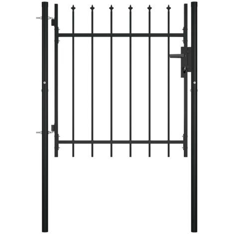 Vidaxl – Portail en acier noir 100x75 cm – Haut en lance – Revêtement anti-corrosion – Charnières à boulon pour installation rapide (1/6)