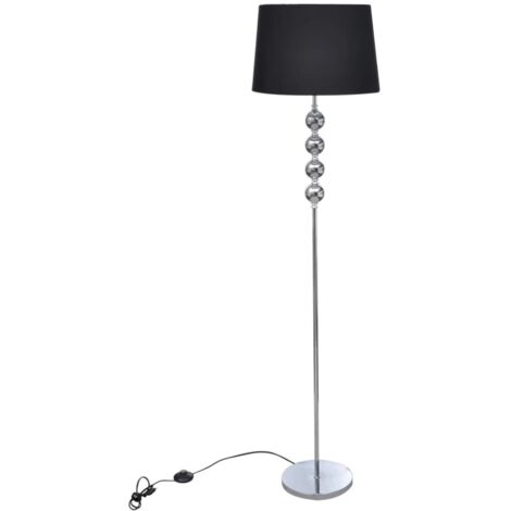 Vidaxl – Lampadaire noir avec support haut – Abat-jour polyester 380mm – Tube chrome 1560mm – Tension 220-240V – Compatible ampoule E27