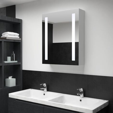 Vidaxl – Armoire murale de salle de bain à miroir LED 50x13x70 cm – MDF mélaminé – 3 étagères – Charnière tampon – Éclairage optimal