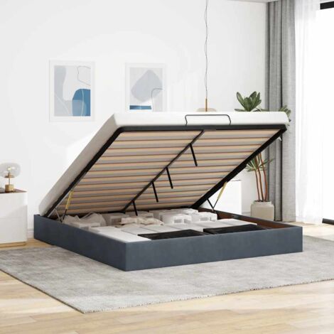 Cadre de lit ottoman sans matelas gris foncé 200x200 cm velours vidaXL (1/5)