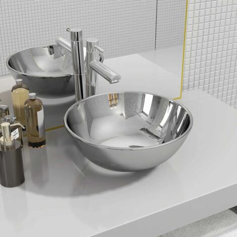 Lavabo 28 x 10 cm Céramique Argenté vidaXL