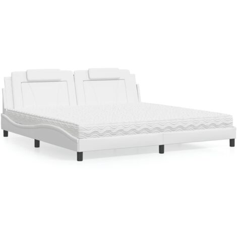 Lit avec matelas blanc 200x200 cm similicuir vidaXL (1/5)