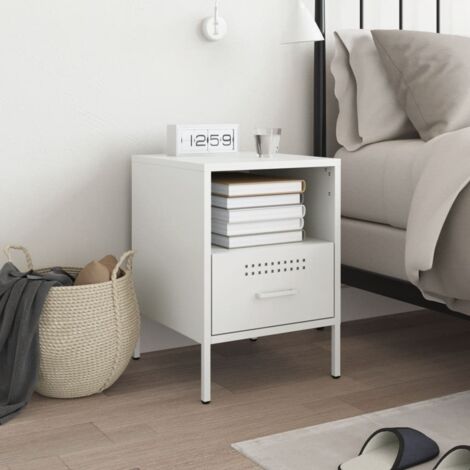 Table de chevet blanc 36x39x50,5 cm acier vidaXL (1/5)