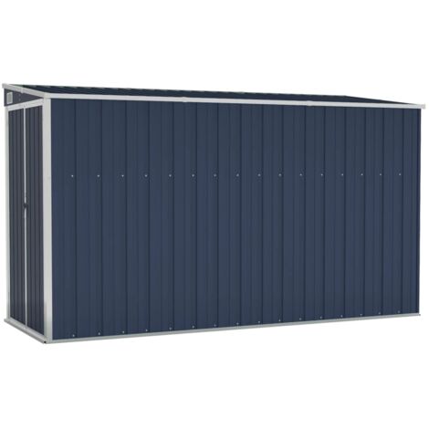 Vidaxl – Abri de jardin mural en acier galvanisé anthracite 118x288x178 cm – Double porte avec verrouillage – Résistant aux intempéries