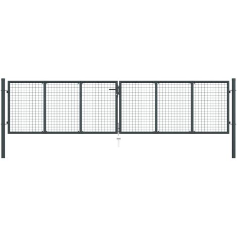 Vidaxl – Portail grillagé en acier galvanisé 400 x 150 cm – Finition enduite de poudre – Résistant à la rouille – Installation facile avec piquet de sol