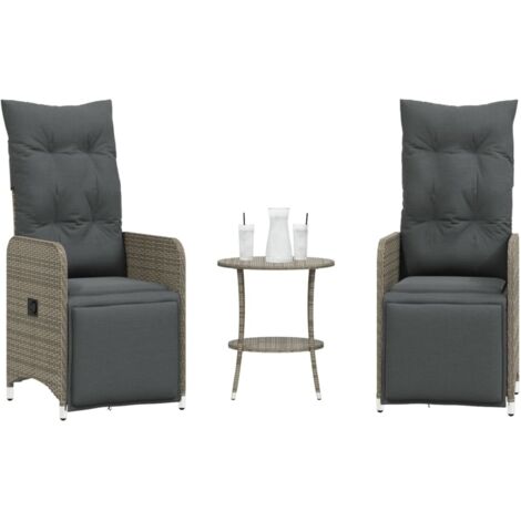 Chaises inclinables de jardin lot de 2 et table résine tressée vidaXL (1/5)