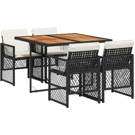 Ensemble à manger de jardin coussins 5pcs noir résine tressée vidaXL (1/6)