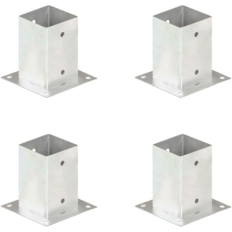 Vidaxl – Ancrages de poteau 4 pcs métal galvanisé 91 mm – Fixation au sol pour béton et bois – Résistants à la rouille – Hauteur 145 mm