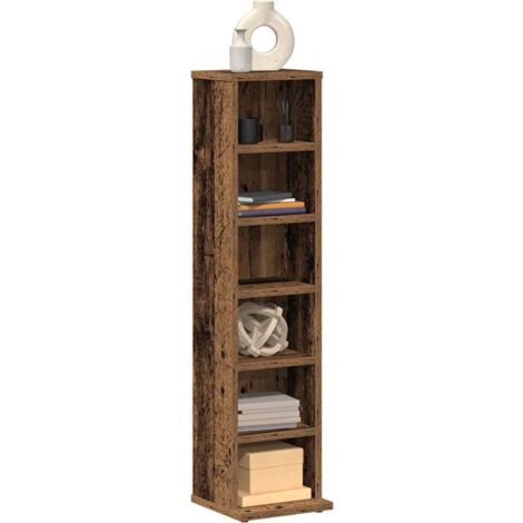 vidaXL CD Cabinet Old Wood 21x20x88 cm Engineered Wood