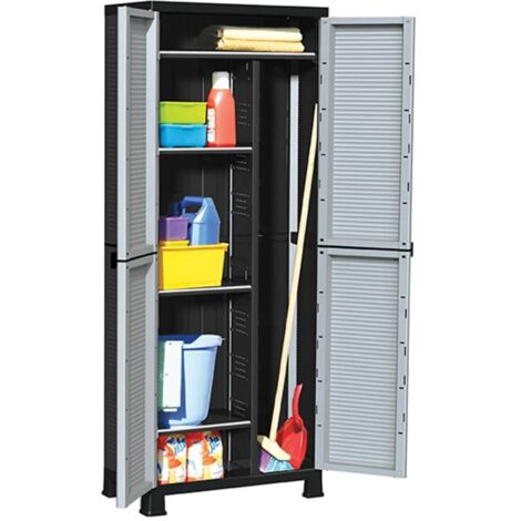 Vidaxl – Armoire de rangement en plastique 68x39x171,5 cm – 2 portes – 6 étagères – Capacité de 20 kg par étagère – Verrouillable