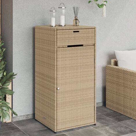 Vidaxl – Armoire de jardin beige 55x55x111cm – résine tressée – cadre en acier enduit de poudre – grand espace de rangement (1/6)