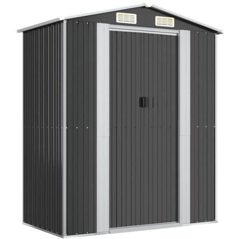 Vidaxl – Abri de jardin métal anthracite 192x108x223 cm – Acier galvanisé résistant à la rouille – Porte coulissante et ventilation intégrée (1/6)