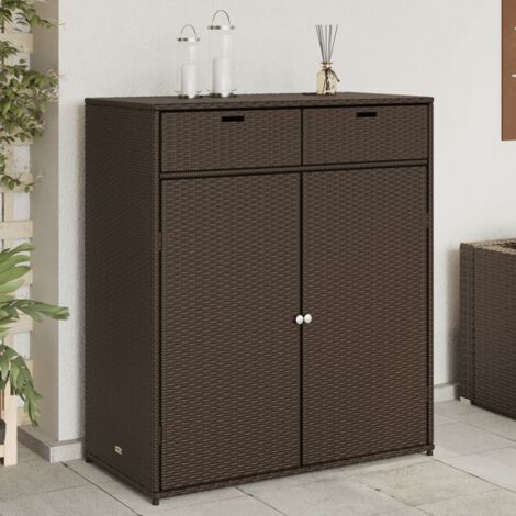 Vidaxl – Armoire de jardin marron 105x55x113 cm – Résine tressée durable – Capacité 15 kg par étagère – Dispositif de fixation inclus