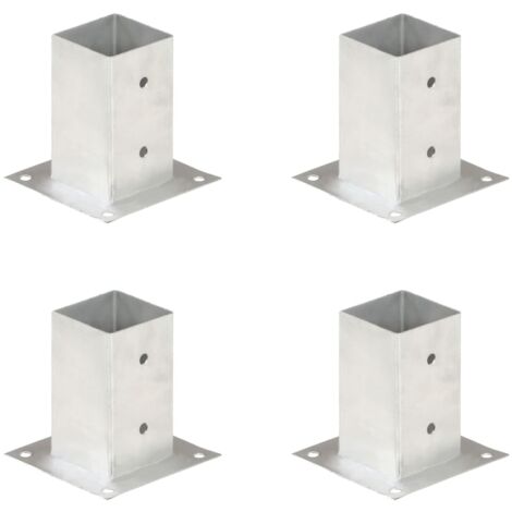 Vidaxl – Ancrages de poteau 4 pcs métal galvanisé 81 mm – Fixation au sol pour béton et bois – Résistant à la rouille – Pour tubes carrés
