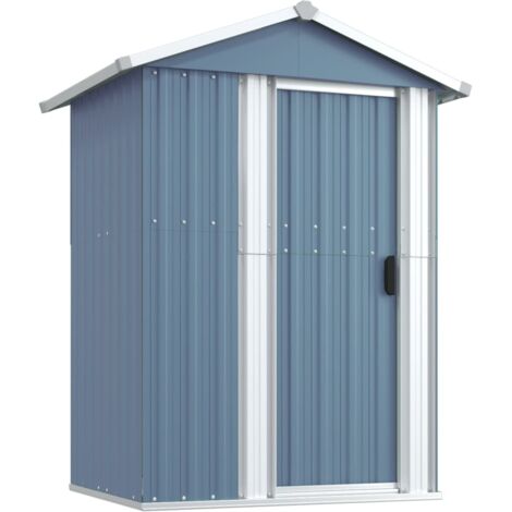 Vidaxl – Abri de jardin métal gris 126x97,5x177 cm – Acier galvanisé résistant à la rouille – Porte coulissante pratique – Espace de rangement spacieux