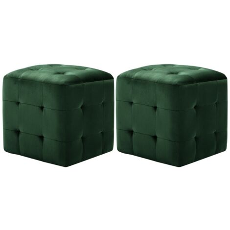 Vidaxl – Lot de 2 poufs verts 30x30x30 cm – Tissu velours durable – Cadre en bois – Rembourrage confortable