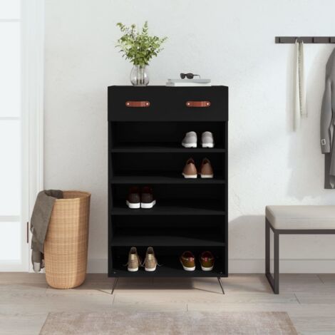 Armoire à chaussures noir 60x35x105 cm bois d'ingénierie vidaXL (1/5)