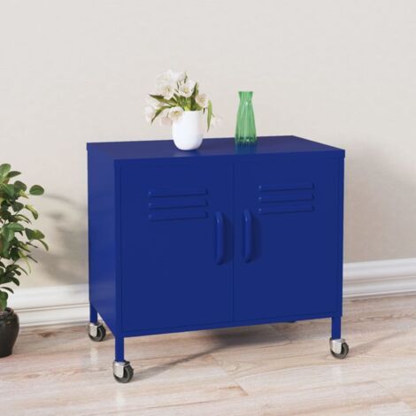 Vidaxl – Armoire de rangement acier bleu marine 60x35x56 cm – 1 étagère réglable – 4 roues avec freins – Capacité 70 kg