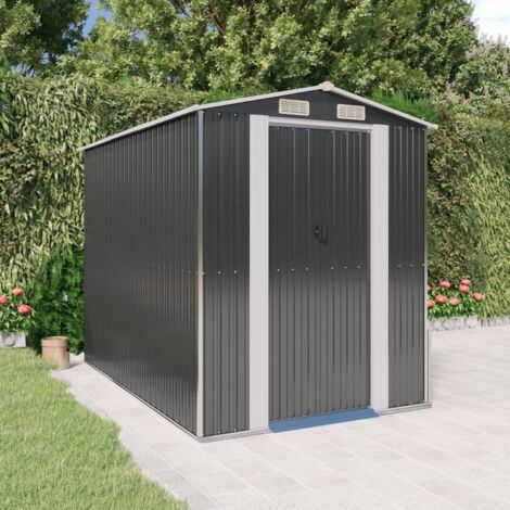 Vidaxl – Abri de jardin métal anthracite 192x274x223 cm – Acier galvanisé – Dimensions intérieures 176x258 cm – Porte 80x194 cm (1/5)