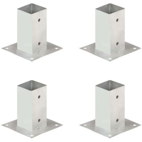 Vidaxl – Ancrages de poteau 4 pcs métal galvanisé 71 mm – Fixation au sol pour béton et bois – Résistant à la rouille – Hauteur 150 mm