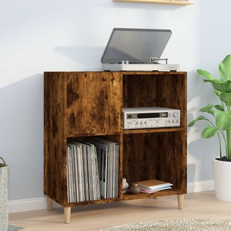 Armoire à disques chêne fumé 84,5x38x89 cm bois d'ingénierie vidaXL