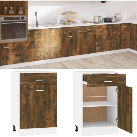 vidaXL Drawer Bottom Cabinet "Lyon" Smoked Oak 50x46x81,5 cm Engineered Wood
