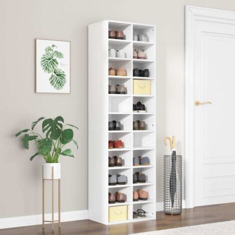Vidaxl – Armoire à chaussures blanche 54x34x183 cm – Bois d'ingénierie durable – 22 compartiments – Facile à nettoyer avec chiffon humide