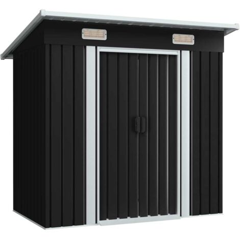 Vidaxl – Abri de jardin métal anthracite 190x124x181 cm – Acier galvanisé résistant aux intempéries – 2 ouvertures d'aération – Double porte coulissante