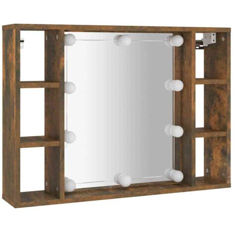 Armoire à miroir avec LED Chêne fumé 76x15x55 cm vidaXL