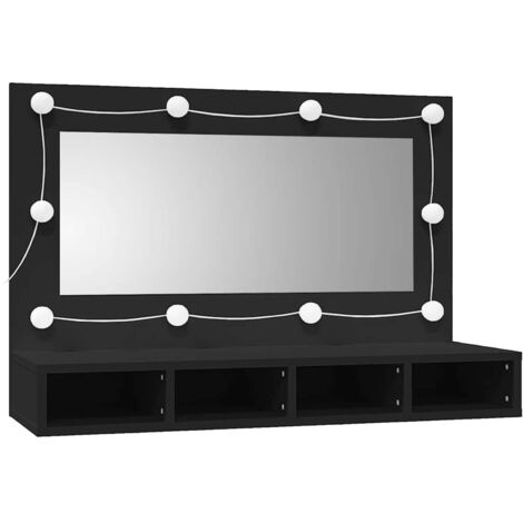 Armoire à miroir avec LED noir 90x31,5x62 cm vidaXL