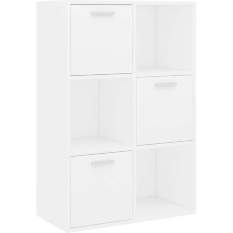 Vidaxl – Armoire de rangement blanche 60x29,5x90 cm – Bois d'ingénierie – 3 cubes ouverts et 3 cubes avec portes – Pour rangement sécurisé (1/7)