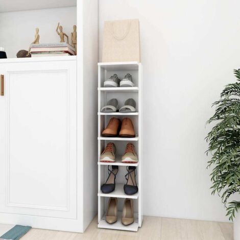Vidaxl – Armoire à chaussures blanche 27,5x27x102 cm – Bois d'ingénierie – 6 étagères pour rangement compact – Idéale pour espaces étroits (1/5)