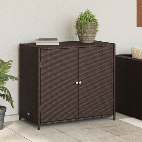 Vidaxl – Armoire de jardin marron 83x45x76cm en résine tressée – Cadre en acier robuste – Grand espace de rangement pour coussins et outils