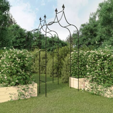 Vidaxl – Arche de jardin 2 pcs noir 120x38x260 cm – Acier enduit de poudre – Pour plantes grimpantes – Installation facile