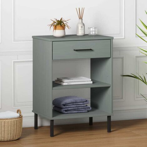 Armoire console avec pieds en métal Gris Bois pin massif OSLO vidaXL (1/5)