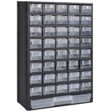 Vidaxl – Armoire à outils 41 tiroirs en plastique transparent – Dimensions 31x13,8x49 cm – Fixation murale pour gain de place – Rangement optimisé