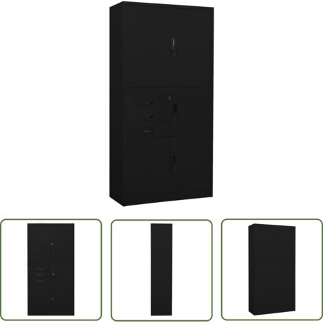 Armoire de bureau Noir 90x40x180 cm Acier vidaXL (1/5)
