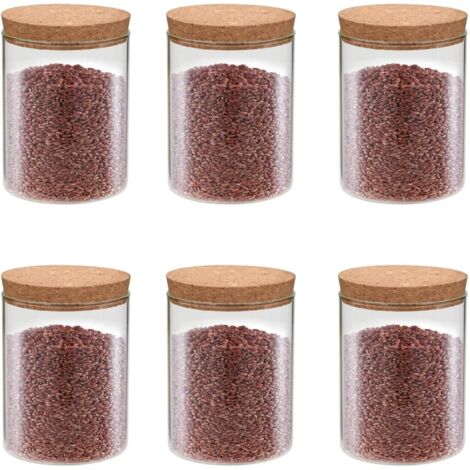 6 pcs Pots de conservation en verre et couvercle en liège 650ml vidaXL