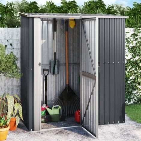 Vidaxl – Abri de jardin métal anthracite 180,5x97x209,5 cm – Acier galvanisé – Porte verrouillable – Conception en pente pour drainage