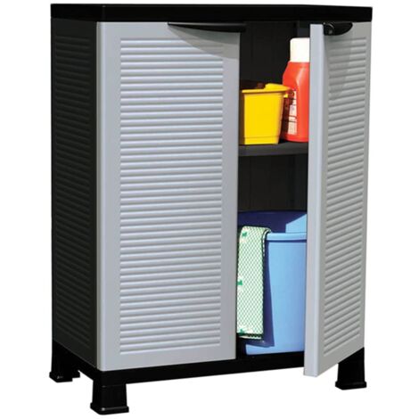 Vidaxl – Armoire de rangement en plastique 68x39x92 cm – 2 portes – Verrouillable avec cadenas – Capacité 20 kg par étagère