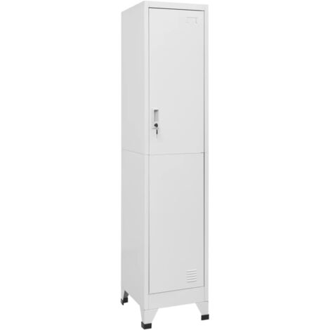 Vidaxl – Armoire d'atelier en acier 38x45x180 cm – 1 porte verrouillable avec 2 clés – Miroir, barre à cintres et étagère inclus