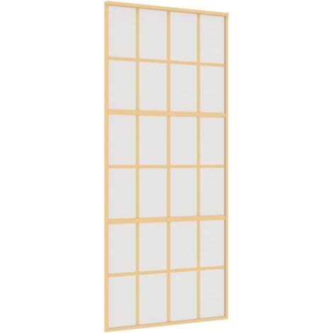 Vidaxl – Porte coulissante dorée 90x205 cm en verre ESG dépoli et aluminium – Coulissement silencieux – Design moderne et minimaliste