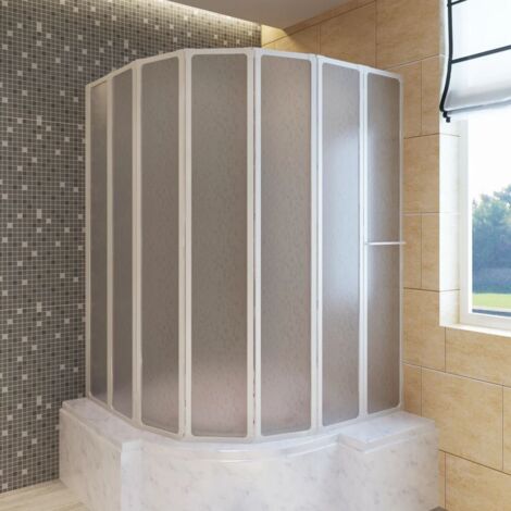 Vidaxl – Pare baignoire 7 volets rétractables 140 x 168 cm – Porte-serviettes intégré – Cadre aluminium – Surface caoutchouc anti-infiltration