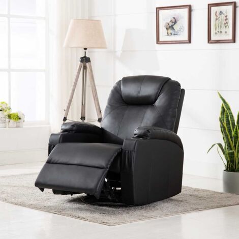 Fauteuil à bascule de massage Noir Similicuir vidaXL