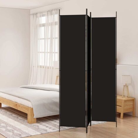 Vidaxl – Cloison de séparation pliable 3 panneaux en tissu noir 150x220 cm – Design épuré pour espaces privés – Montage facile